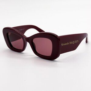 NEW ALEXANDER MCQUEEN AM0434S 006 CAT EYE WOMEN BURGUNDY SUNGLASSES